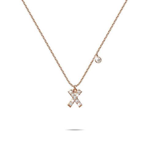 Solid 925 Sterling Silver Initial Crystal Personalised Alphabet Letter Necklace Rose Gold Filled